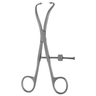 Kynea Surgical gClamp Bone Fragment Forceps 8 Inch Curved Ball Tips 4.0mm with Speedlock on white background