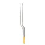 Kynea Surgical Adson Bayonet Dressing Forceps 8.5 Inch Serrated on white background gold plated
