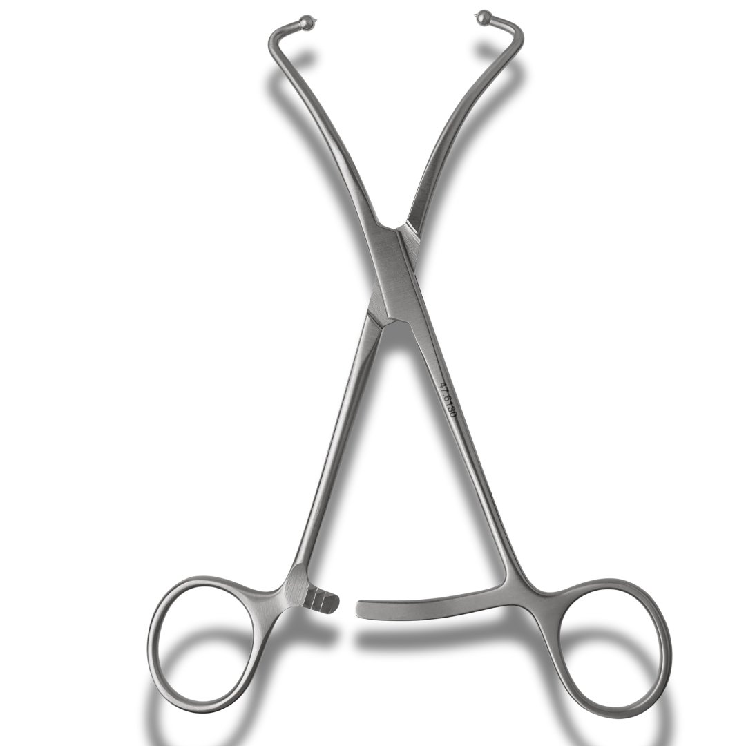 Kynea Surgical Bone Forceps 6.5 Inch Curved with 3.0mm Ball Tips and Ratchet on white background