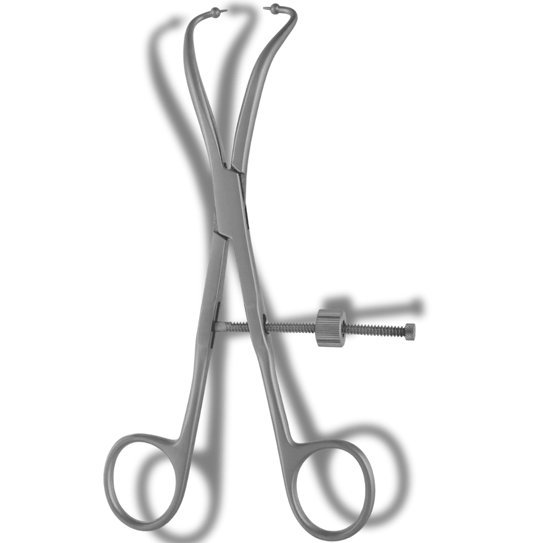 Kynea Surgical gClamp Bone Fragment Forceps 8 Inch Curved Ball Tips 4.0mm with Speedlock on white background