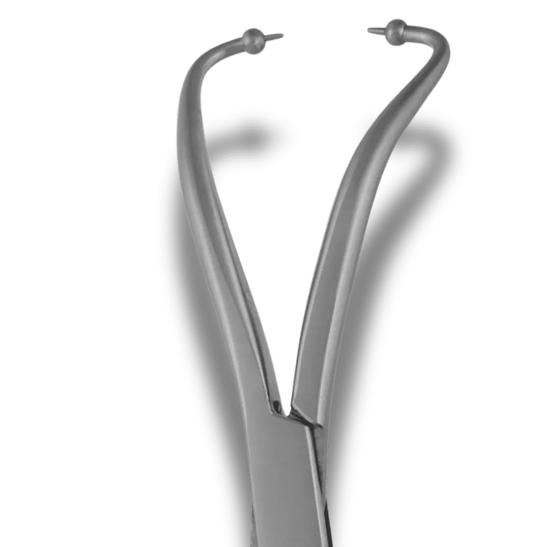 Kynea Surgical gClamp Bone Fragment Forceps 8 Inch Curved Ball Tips 4.0mm with Speedlock on white background