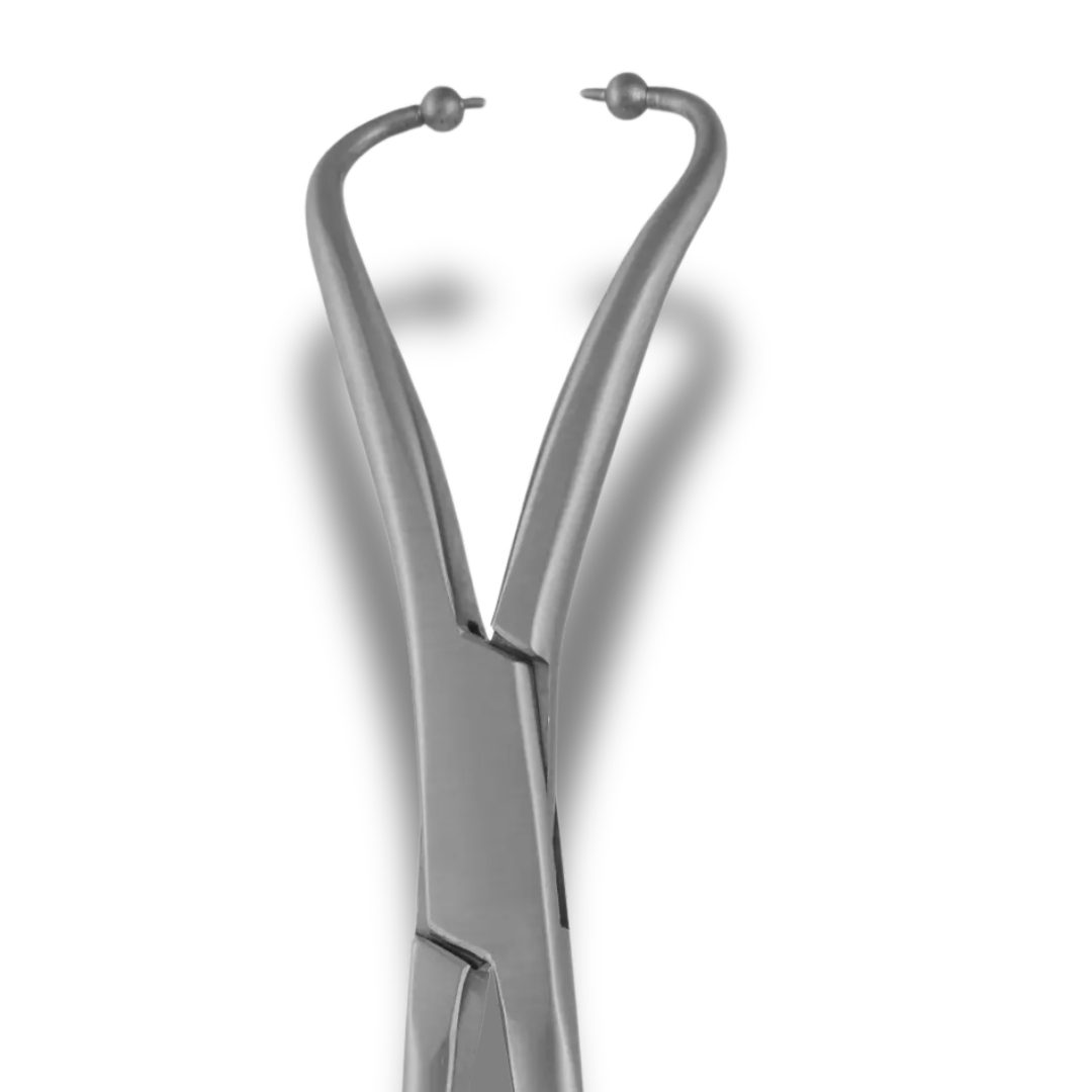 Kynea Surgical gClamp Bone Fragment Forceps 6.5 Inch Curved Ball Tips 3.0mm with Speedlock on white background