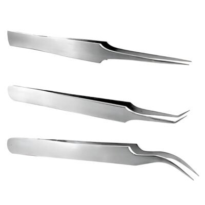 Kynea Surgical Hair Transplant Forceps Pack of 3 – Straight, Angular, Curved for FUE Hair Restoration on white background