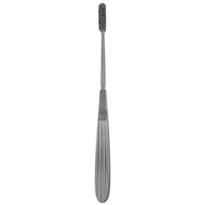 Diamond Nose Rasp – Single Ended 7 1/2″, 7mm x 25mm Curved surgical instrument on white background, Kynea Surgical