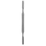 Fomon Rasp – Double Ended 8 1/2″, 8mm Convex/Flat, Fine Serrations surgical instrument on white background, Kynea Surgical