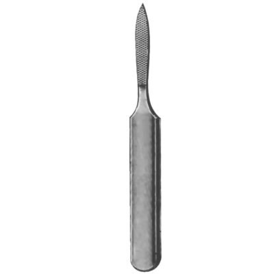 Joseph Rasp 6 1/4 inch 8mm straight fine cross serrated stainless steel surgical instrument on white background