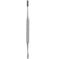 Miller Colburn Bone File #4 double ended 7.5 inch 4mm and 5mm straight downcutting oval serrated stainless steel surgical instrument on white background