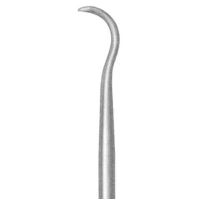 Shoulder penetrating awl 7 inch curved with phenolic handle on white background