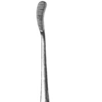Aufricht Rasp 8 inch with 9mm curved tip and downcutting serrations surgical instrument on white background
