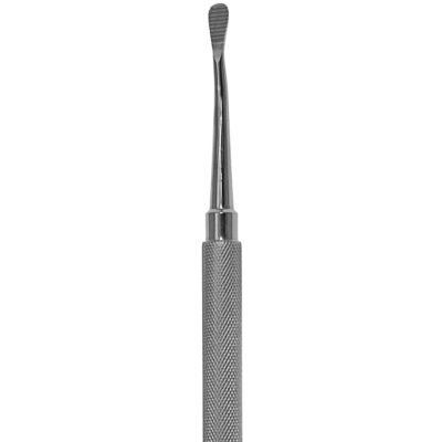 Bone file double ended 7 inch with 6mm angled up end and 5mm straight end, surgical instrument on white background