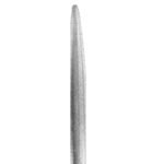 Bone File with 23mm convex/flat surfaces and tapered 6mm tip, surgical-grade stainless steel on white background