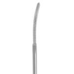 Femoral Canal Finder 11″ with curved topside rasp, smooth underside, and ergonomic T-handle on white background.