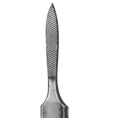Joseph Rasp 6 1/4 inch 8mm straight fine cross serrated stainless steel surgical instrument on white background