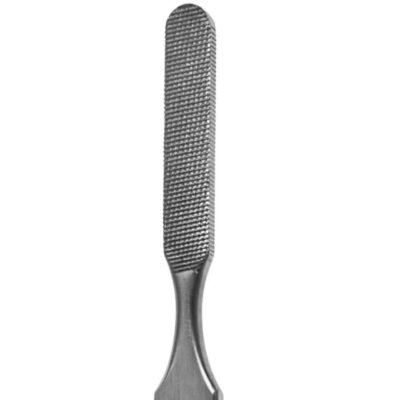 Kleinert-Kutz Rasp double ended 8 1/2 inch 8mm fine and coarse serrated stainless steel surgical instrument on white background