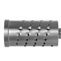 Bone mill cutting drum with 3.0mm holes, stainless steel surgical accessory on white background