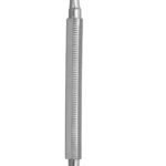Miller Colburn Bone File #4 double ended 7.5 inch 4mm and 5mm straight downcutting oval serrated stainless steel surgical instrument on white background