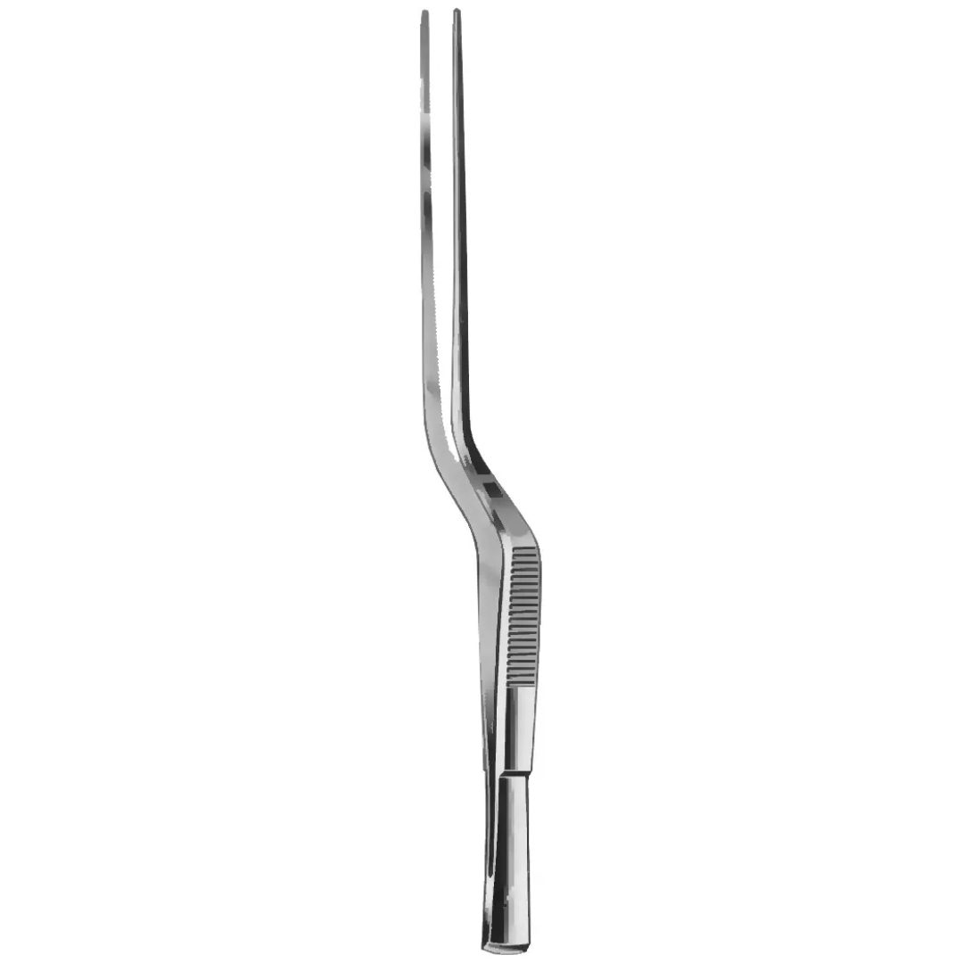 Kynea Surgical Cushing Bayonet Dressing Forceps 7 1/4 Inch Serrated Tungsten Carbide on white background