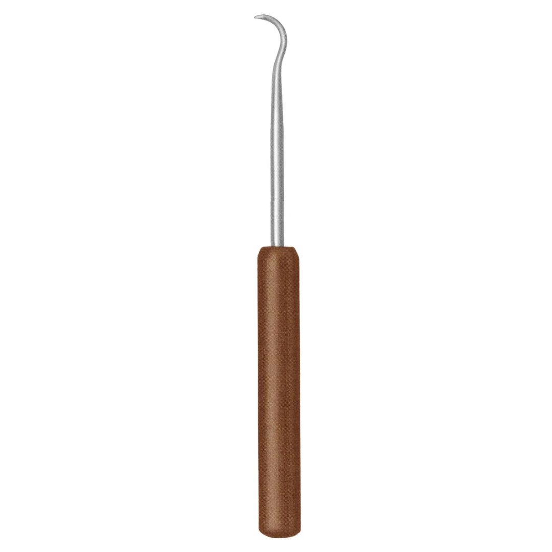 Shoulder penetrating awl 7 inch curved with phenolic handle on white background