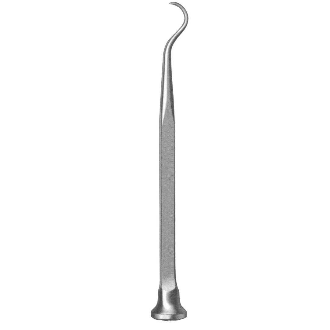 Shoulder percussion awl 8.5 inch large curved stainless steel on white background