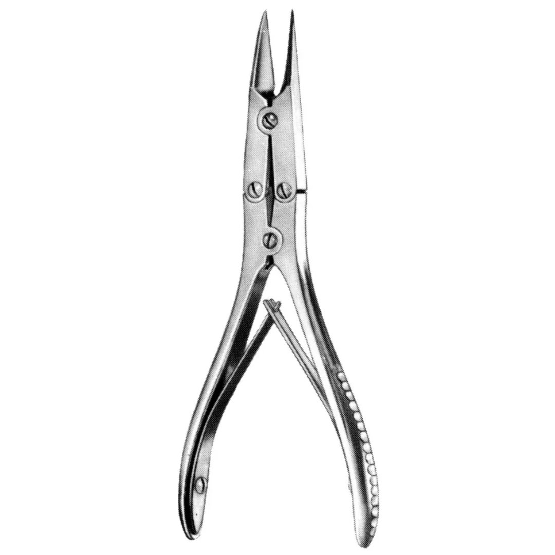 Boehler Bone Forceps 5 3/4 inch curved delicate double-action surgical instrument on white background