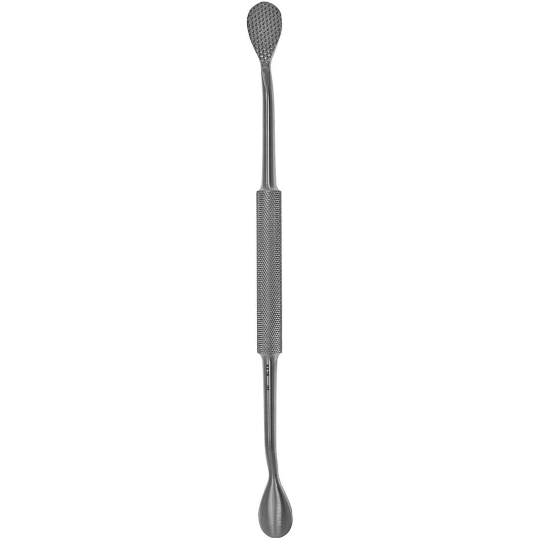 Bone Rasp Double Ended 8.5-inch, 13mm straight fine and coarse serrations, stainless steel surgical instrument on white background