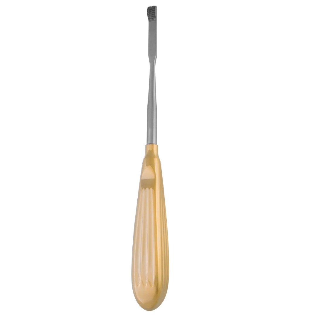 Glabella Rasp 8 1/2 inch straight tungsten carbide medium grit downcutting serrated surgical instrument on white background