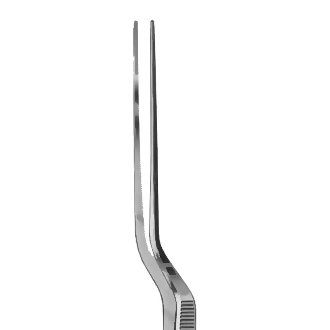 Kynea Surgical Cushing Bayonet Dressing Forceps 7 1/4 Inch Serrated Tungsten Carbide on white background