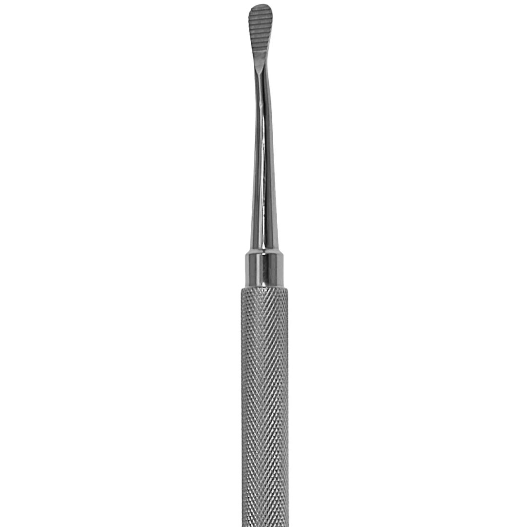 Bone file double ended 7.25 inch with 5mm curved up and 6mm angled up ends, surgical instrument on white background