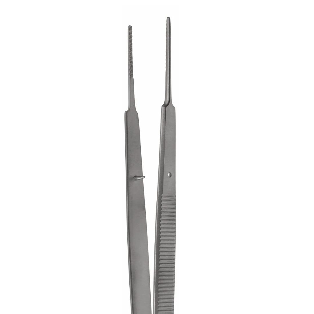 Kynea Surgical Gerald Dressing Forceps 7 Inch Straight Serrated on white background