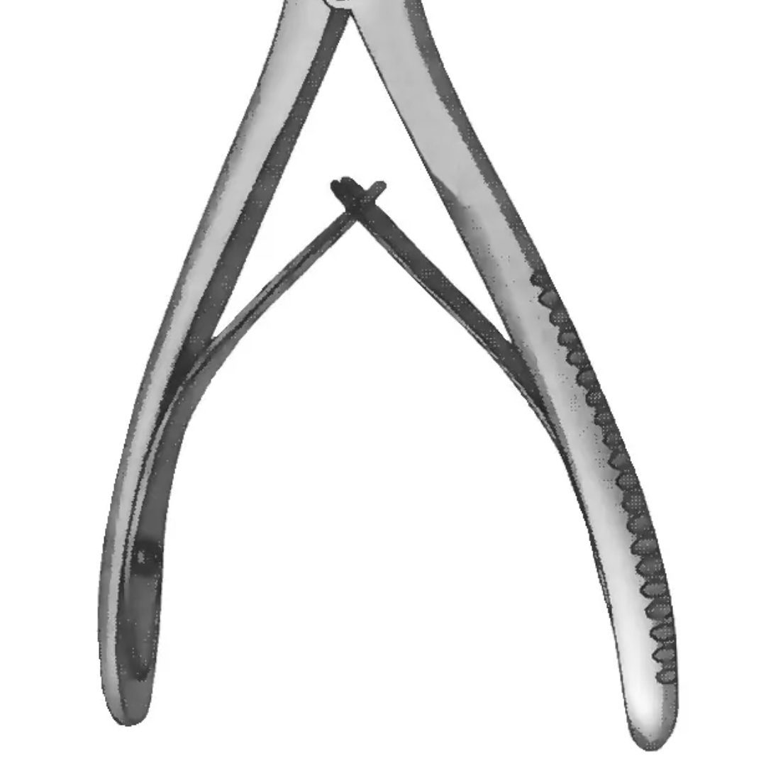 McIndoe Forceps 7 inch angled delicate double action surgical instrument on white background