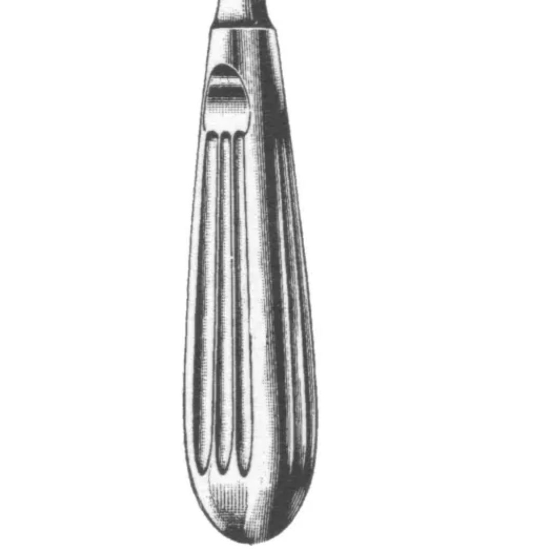 Aufricht Rasp 8 inch with 9mm curved tip and downcutting serrations surgical instrument on white background