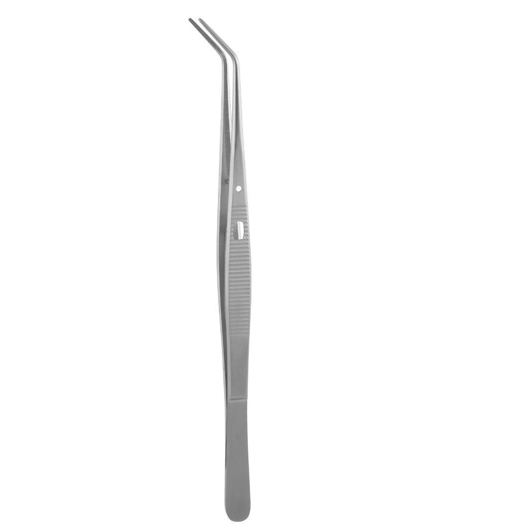 Kynea Surgical Cotton and Dressing Forceps 6 Inch Serrated Angled with Lock on white background
