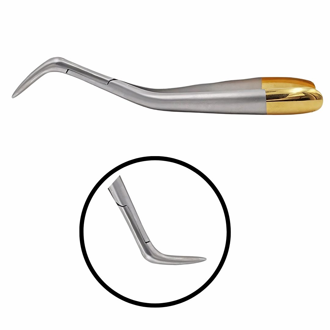 Kynea Surgical stainless steel long beak extraction forceps for upper and lower root tip removal.
