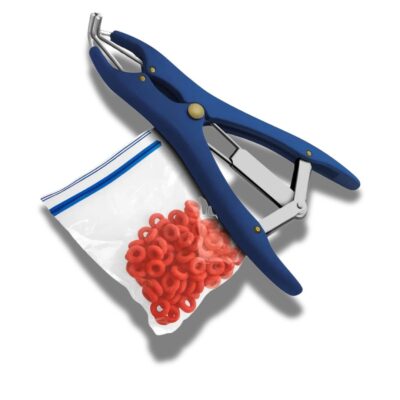 Bloodless animal elastrator stainless steel pliers with rubber bands – Kynea Surgical