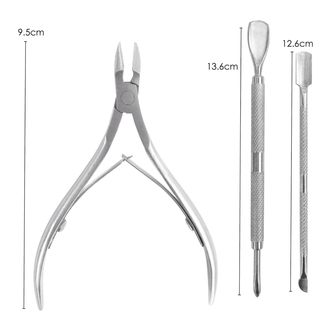 Dual-ended pushers and tidy tools from cuticle care kit