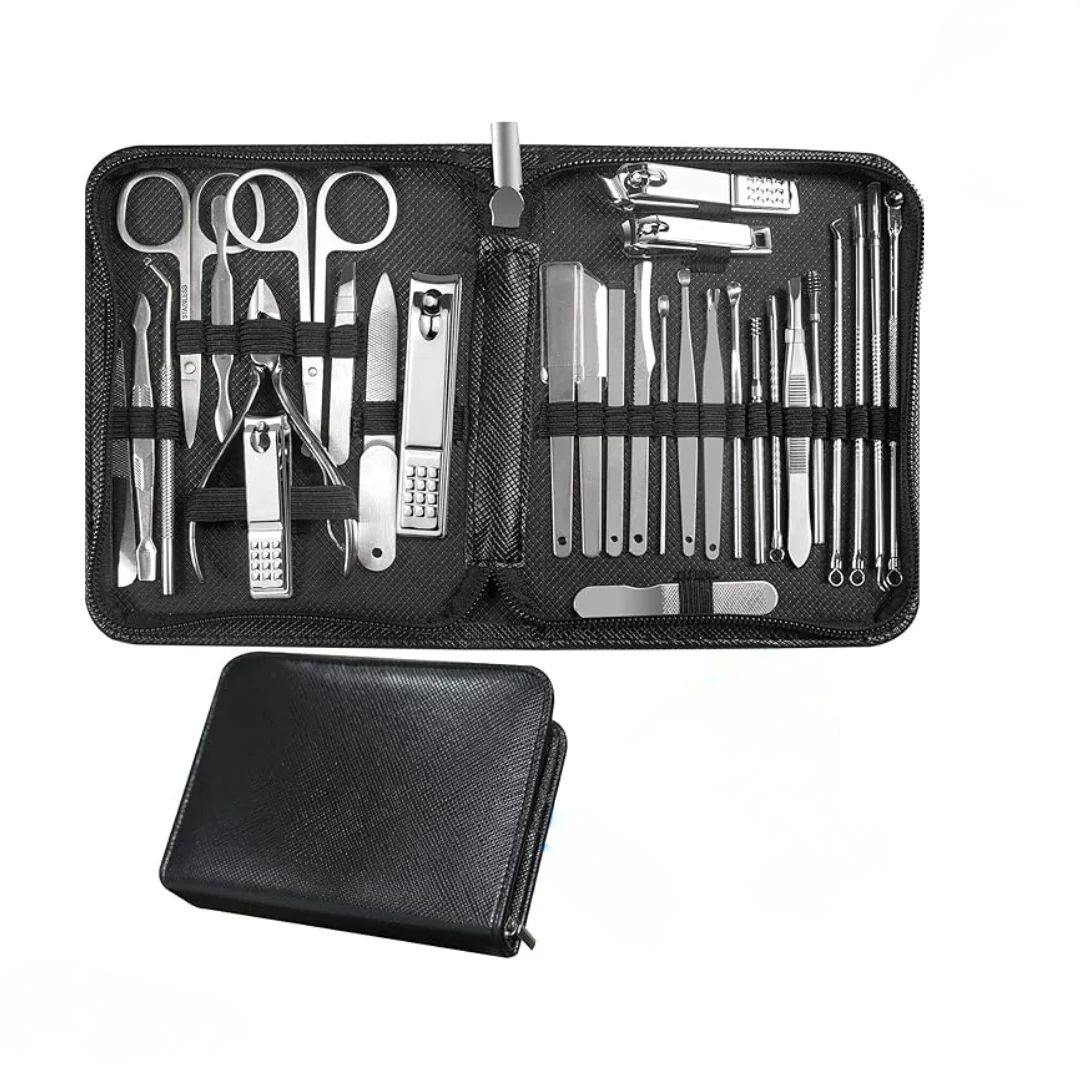 30-in-1 Black Professional Manicure & Pedicure Set Grooming Kit KYNEASURGICAL