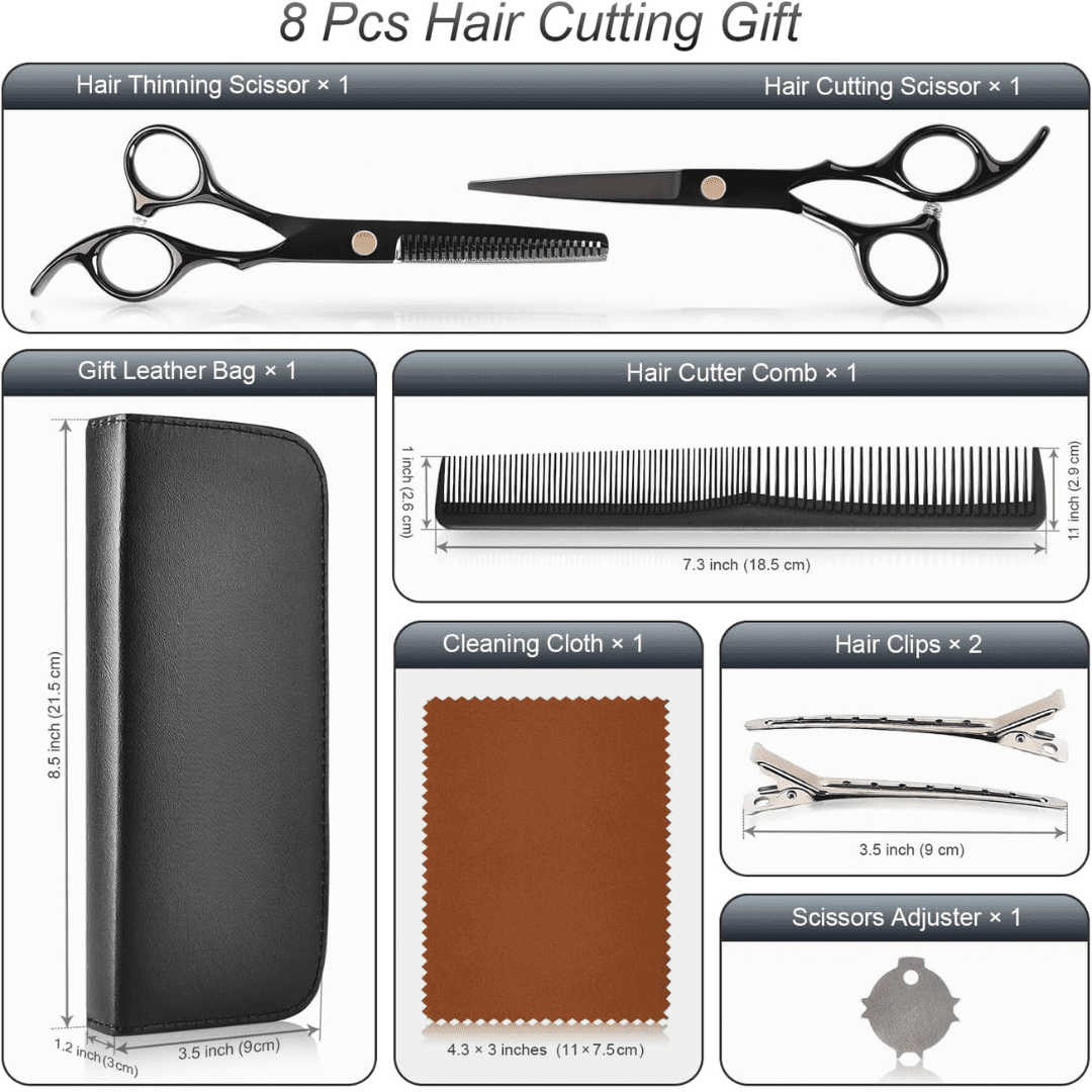 Professional Hairdressing Scissors Set Black Stainless Steel