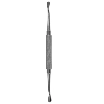 Bone file double ended 7 inch with 6mm angled up end and 5mm straight end, surgical instrument on white background