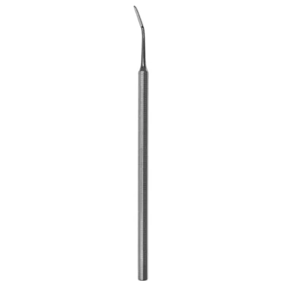 Bone file 6 inch, 2mm angled down tip, stainless steel surgical instrument on white background