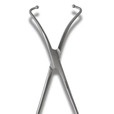 Kynea Surgical Bone Forceps 6.5 Inch Curved with 3.0mm Ball Tips and Ratchet on white background