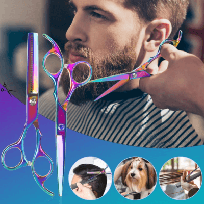 Kynea Surgical Professional Hairdressing Scissors & Thinning Shears Set – 6.0" stainless steel barber scissors kit with combs, clip, and case. Perfect for salon stylists and home hair cutting.