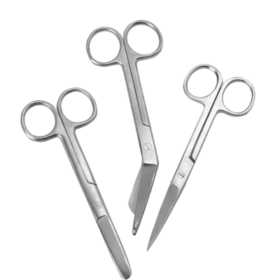 Assorted Stainless Steel Nursing Scissors Set with Sharp, Blunt, and Lister Scissors for Medical and First Aid Use by Kynea Surgical