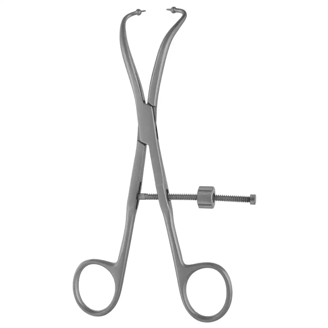 Kynea Surgical gClamp Bone Fragment Forceps 8 Inch Curved Ball Tips 4.0mm with Speedlock on white background
