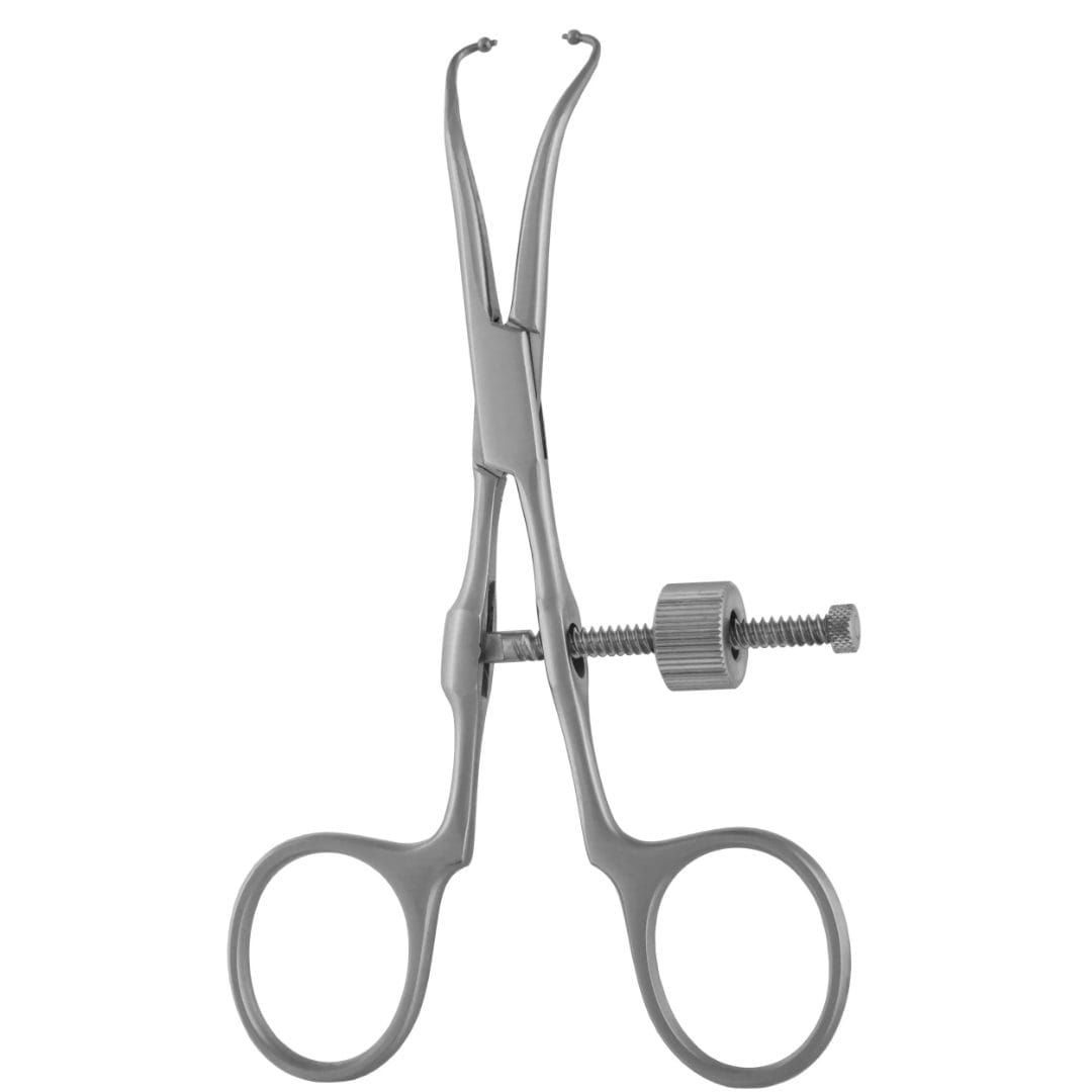 Shoulder percussion awl 8.5 inch large curved stainless steel on white background