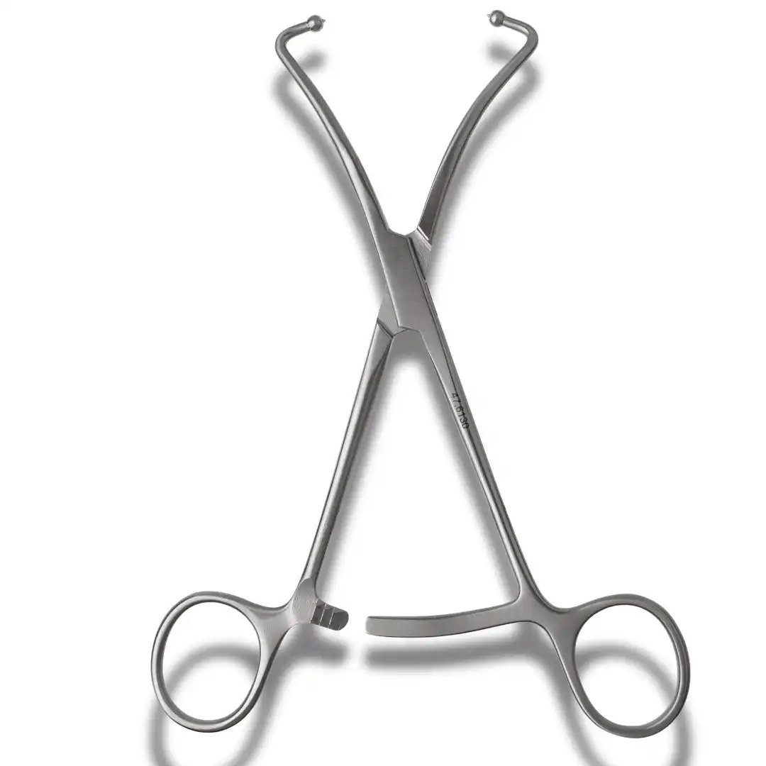 Kynea Surgical Bone Forceps 6.5 Inch Curved with 3.0mm Ball Tips and Ratchet on white background