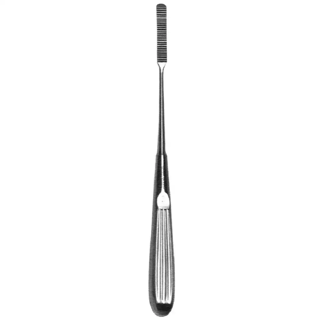 Cottle Rasp 8-inch, 7mm straight downcutting serrations, stainless steel surgical instrument on white background