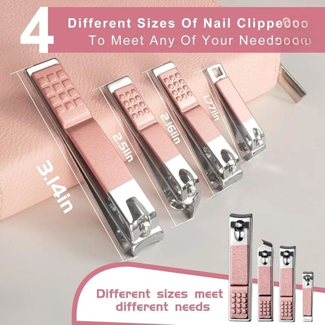 Shop the 30-in-1 Pink Manicure & Pedicure Set by Kynea Surgical. A complete stainless steel grooming kit in a compact pink travel case—ideal for home, salon, or travel use.
