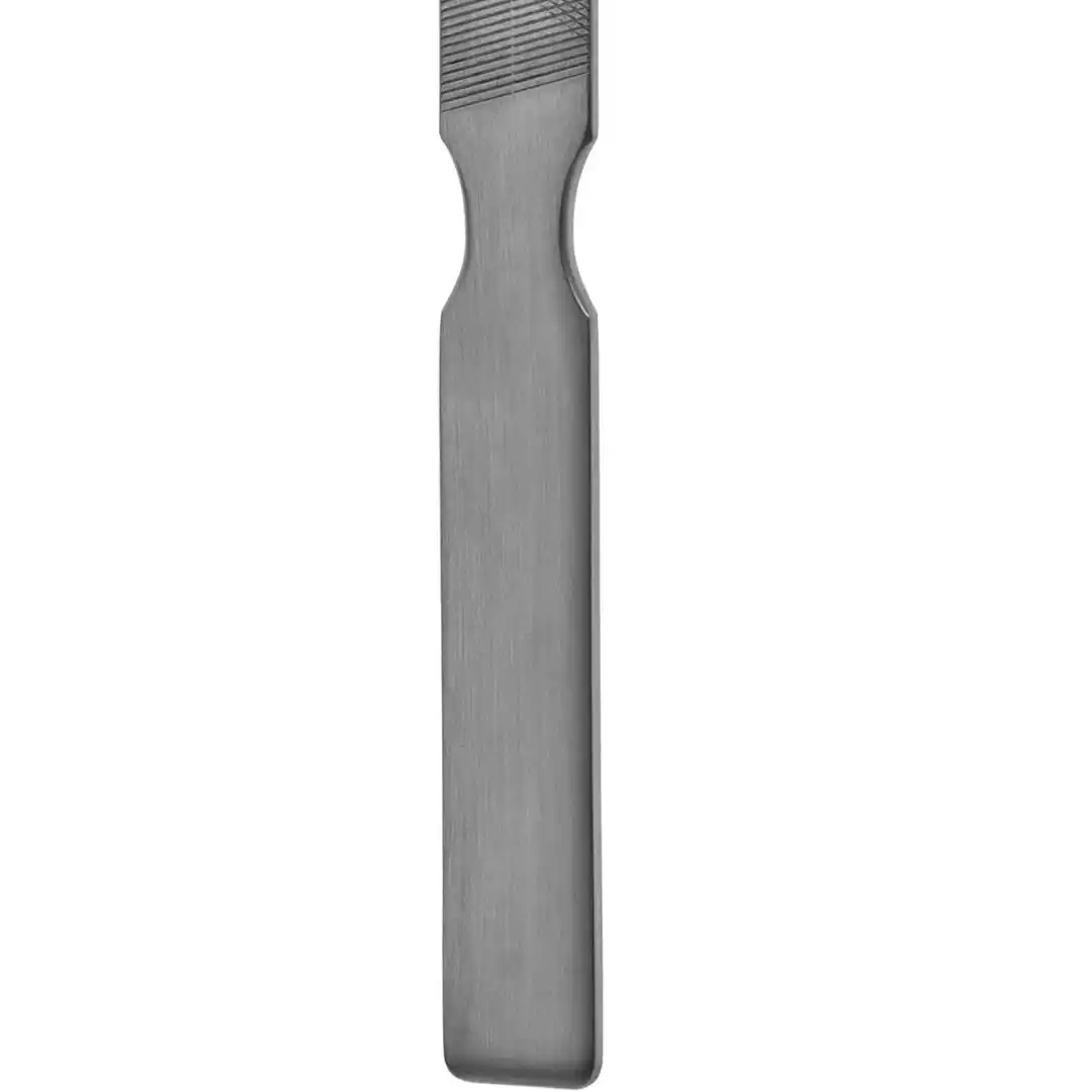 Bone File/Rasp 8.5-inch with 18mm fine and coarse serrations, dual-sided stainless steel surgical instrument on white background