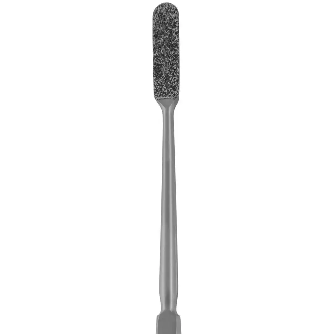 Diamond Nose Rasp – Single Ended 7 1/2″, 7mm x 25mm Curved surgical instrument on white background, Kynea Surgical