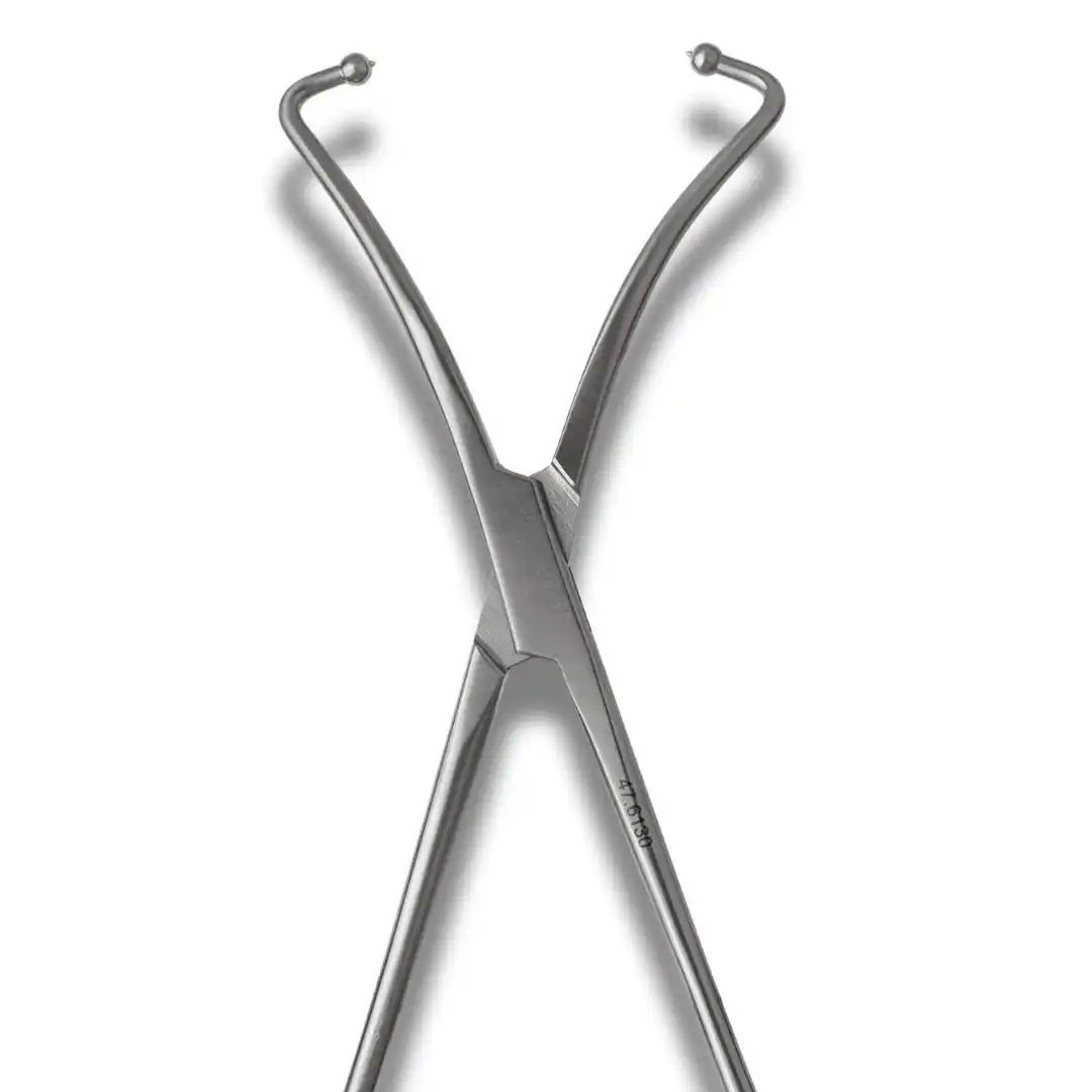 Kynea Surgical Bone Forceps 6.5 Inch Curved with 3.0mm Ball Tips and Ratchet on white background